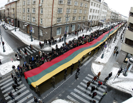 Anykštėnų Trispalvė Vilniaus Gedimino prospekte. lrytas.lt (R.Danisevičiaus) nuotrauka